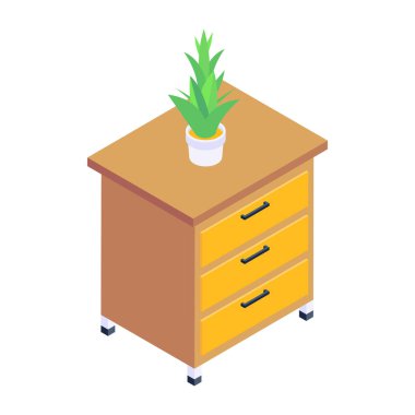 Çekmeceli ahşap masa ve masa vektör çizimi tasarımı