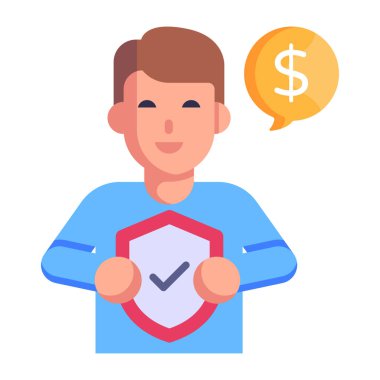 Kalkan vektör illüstrasyon tasarımı olan adam