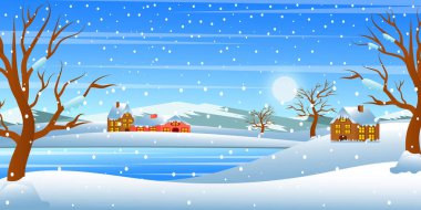 Kar ve ağaçlarla kaplı kış manzarası