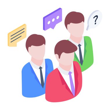 Konuşma baloncukları olan iş adamları vektör illüstrasyon tasarımı