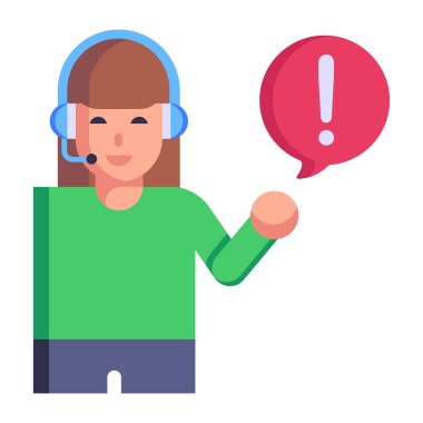 Kulaklık ve kulaklık vektör illüstrasyon tasarımlı çağrı merkezi operatörü