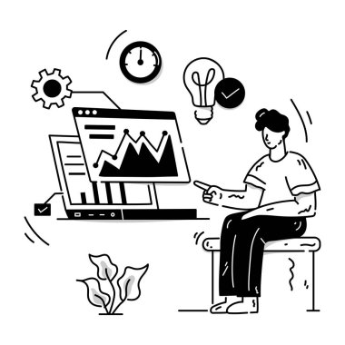 SEO modern simgeleri, pazarlama ve dijital depolama kavramının tasarım vektörü çizimi