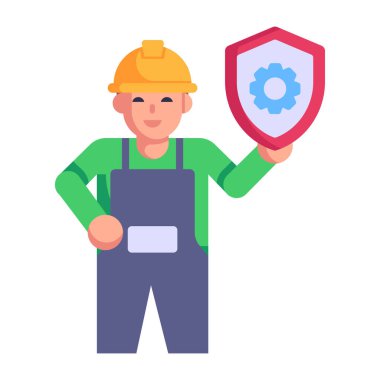 Kask vektör illüstrasyon tasarımı olan işçiler