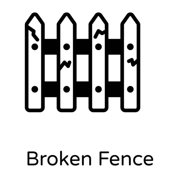 Broken Fence Vector Icon — Stock Vector