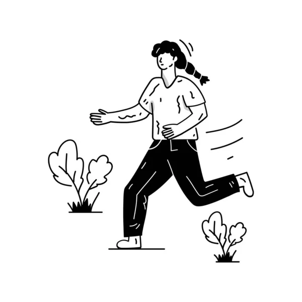 Žena Běží Parku Vektorové Ilustrace — Stockový vektor