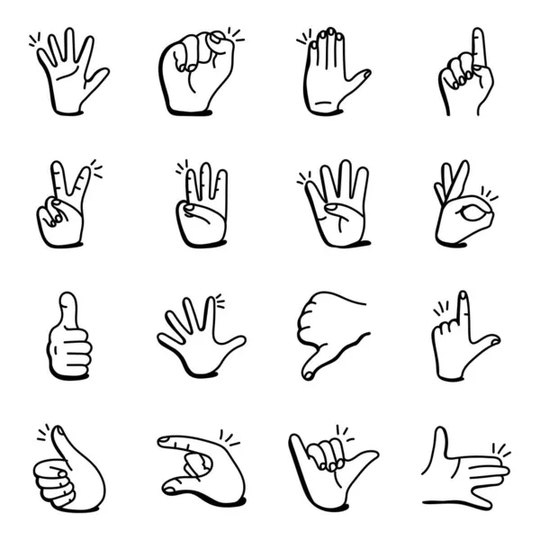 Hand Gestures Set Icons Vector Illustration Design — Stock Vector