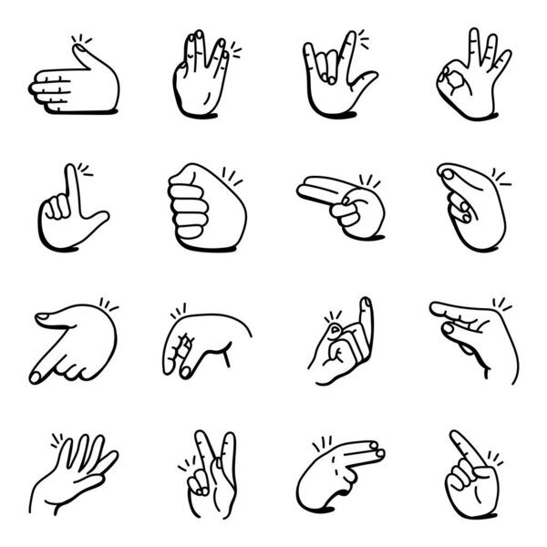 hand gestures set icons. vector illustration