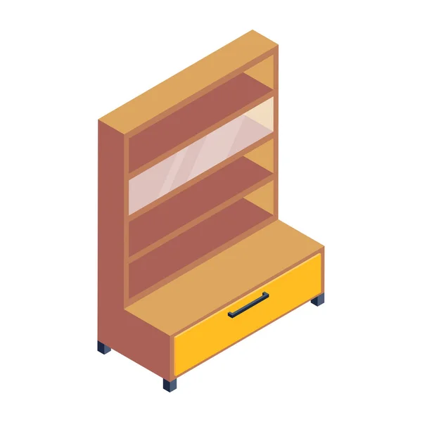 Dřevěná Ikona Šatníku Izometrický Vektorový Obrázek Zásuvek Izolované Bílém Pozadí — Stockový vektor