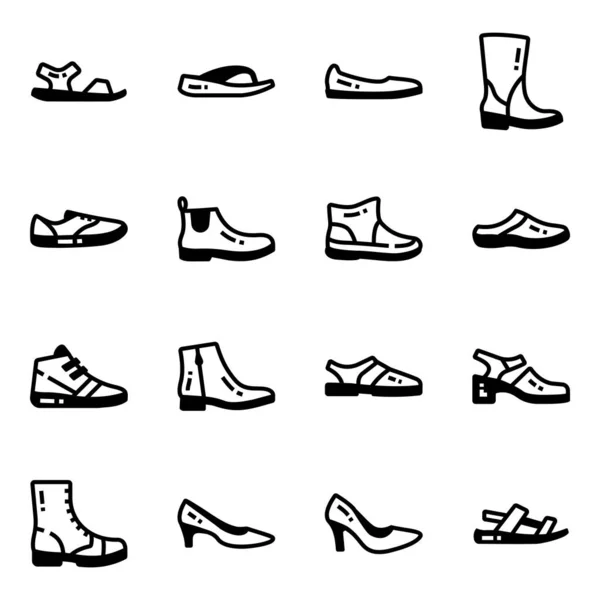 Ensemble Icônes Chaussures Illustration Vectorielle — Image vectorielle