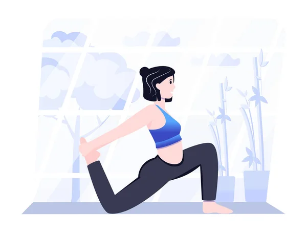 Wanita Melakukan Latihan Yoga Vektor Gym Ilustrasi - Stok Vektor
