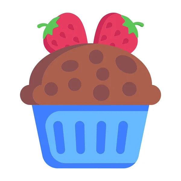 Cupcake Aux Fraises Avec Chocolat Fraises Illustration Vectorielle — Image vectorielle