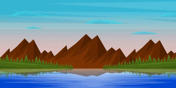 Vektorillustration Einer Landschaft Mit Bergen Und Wolken — Stockvektor