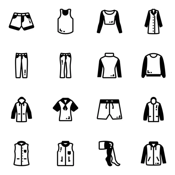 Wektorowa Ilustracja Odzieży Symbolu Mody Kolekcja Ubrań Wyposażenia Tle — Wektor stockowy