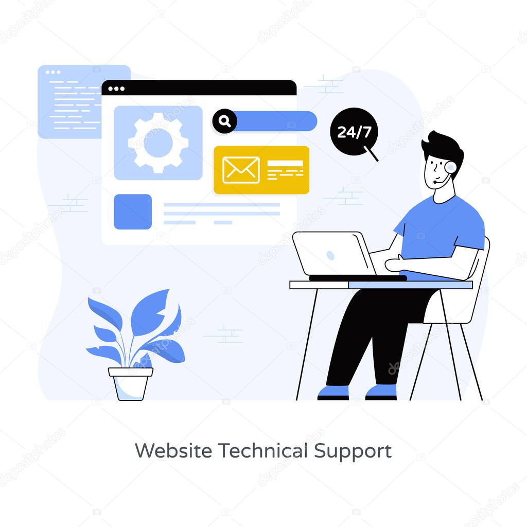 flat design illustration of a man with a laptop and a smartphone