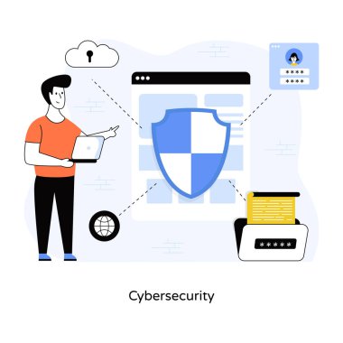 Simge tasarımı ile çevrimiçi güvenlik kavramı, vektör illüstrasyonu 10 eps grafik.