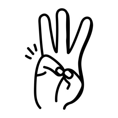 El hareketi simgesi, vektör işareti, taslak sembolü illüstrasyonu, doğrusal logotip, modayı takip eden düz çizgi