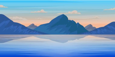 Denizin ve dağların vektör çizimi