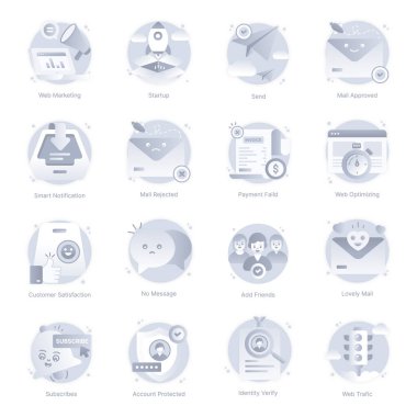 Web ve mobil için 4 vektör simgesi kümesi