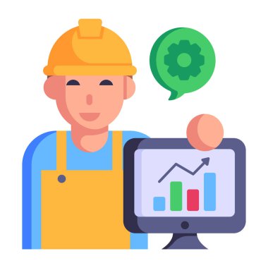 Bilgisayar vektör illüstrasyon tasarımı olan işçiler