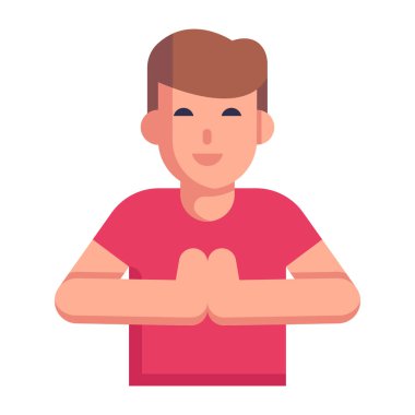 Kolları olan genç bir adam, vektör çizimi.