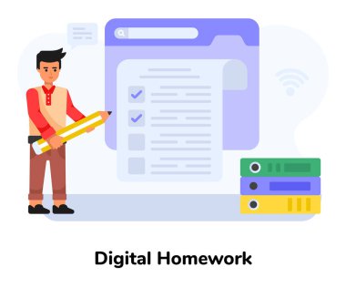 vektör illüstrasyon tasarımı dijital ev ödevi 