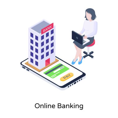 Mobil uygulamanın izometrik simgesi