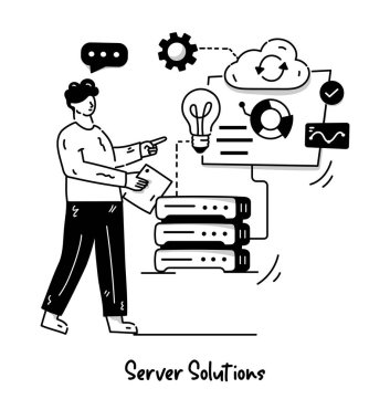 Fikir ve bilgi vektörü illüstrasyonuna sahip iş adamları