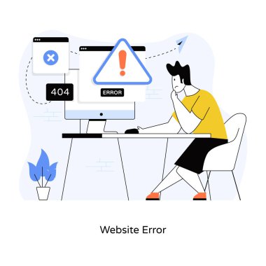 Bilgisayarında virüs olan bir adamın vektör çizimi