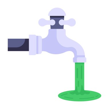 Musluk ikonu. Beyaz arkaplanda izole edilmiş ana hatlı vektör resimleme çizelgesi