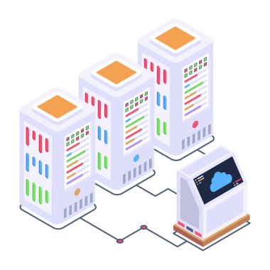 Modern binanın izometrik vektör çizimi