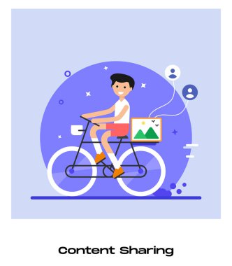 Bisiklet süren çocuğun vektör çizimi