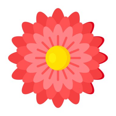 Beyaz arkaplanda çiçek simgesi olan güzel bir çiçek, renkli tasarım, vektör illüstrasyonu