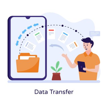 düz tasarım veri transferi konsepti 