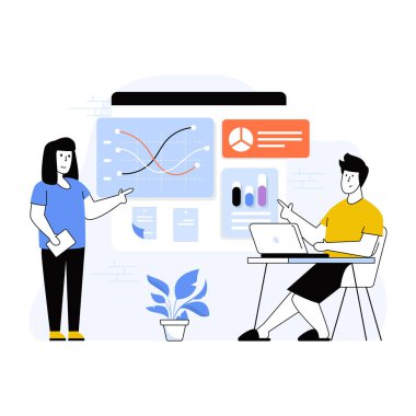 Ofiste birlikte çalışan iş adamları. vektör illüstrasyonu