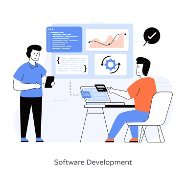 Ofiste çalışan iş adamları. vektör illüstrasyonu