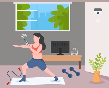 Yoga yapan kadın vektör çizimi yapıyor.