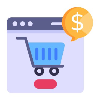 Dolar sembolü çizimi olan alışveriş arabası