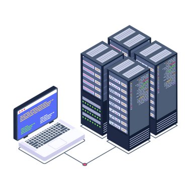 veri merkezi izometrik vektör çizimi