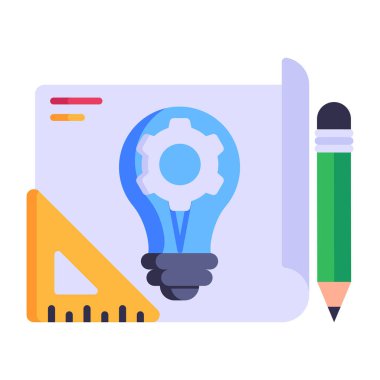 kalem ve ampul ikonu vektör illüstrasyon grafik tasarımı