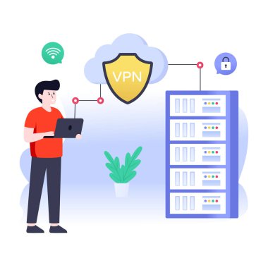 akıllı telefon ve dizüstü bilgisayarı olan metin ve cep telefonu vektör illüstrasyonlu adam