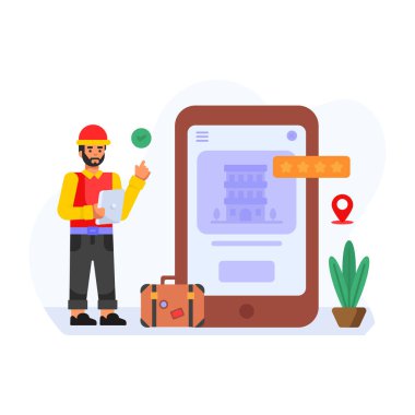 Otel rezervasyon konsept vektör illüstrasyon tasarımı