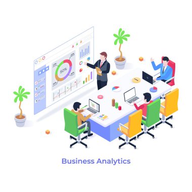 Bilgisayarlarla çalışan iş adamları. vektör illüstrasyonu