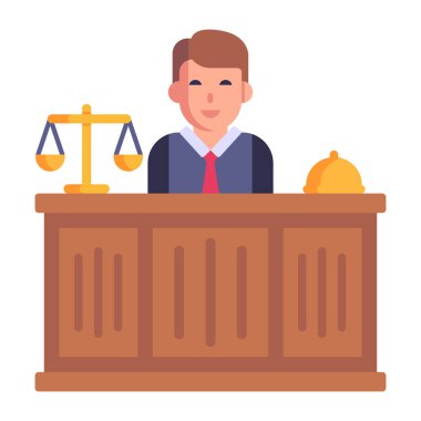 Simge tasarımı, vektör illüstrasyonu ile hukuk ve adalet kavramı
