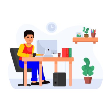 Çalışan serbest çalışan, serbest çalışan, vektör illüstrasyonu