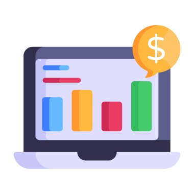 dolar ve finansal grafik vektör illüstrasyon tasarımlı dizüstü bilgisayar
