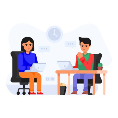 Ofiste çalışan iş adamları. vektör illüstrasyonu