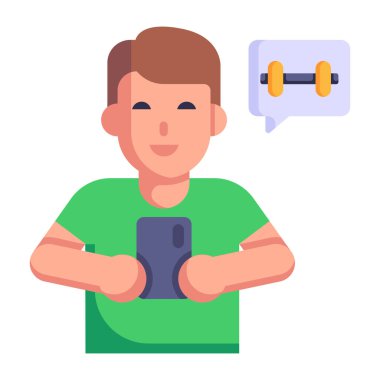 Akıllı telefon vektör illüstrasyonlu adam