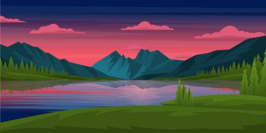 Dağları ve ormanı olan güzel bir manzara.