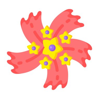 Çiçekli ve yapraklı sevimli çiçek vektör illüstrasyon tasarımı