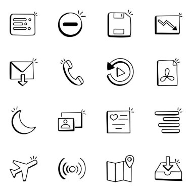 Beyaz arkaplanda izole edilmiş 16 iş simgesi...